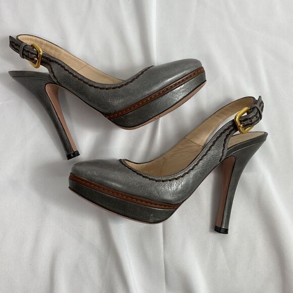 Prada Authentic Leather Slingback Heels Size 37 - Picture 6 of 9